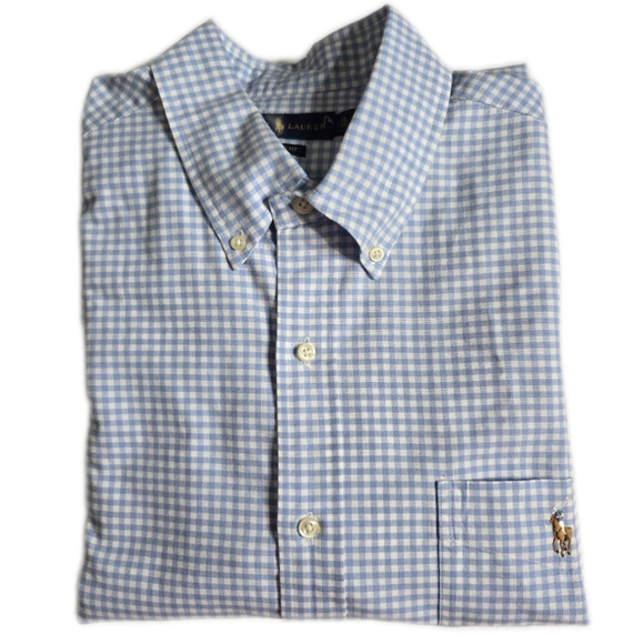 Ralph Lauren Men's Blue Checkered Classic Fit Performance Shirt XL TG - Picture 5 of 9